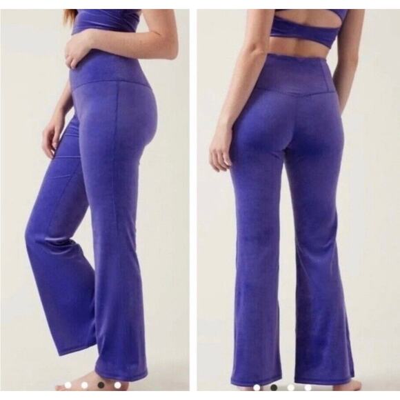 NWOT Athleta Elation Purple Velvet Flare Pant -Size XXS MSRP $109 DANCE YOGA - Picture 1 of 1